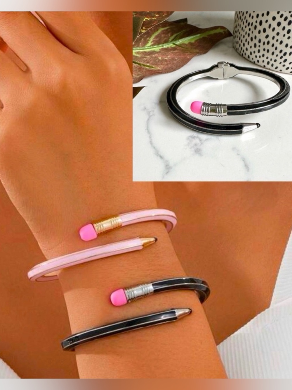 2/$30🌵 Pencil Bracelet Hinged Boho Metal Teacher Artist Writer Author Black NEW